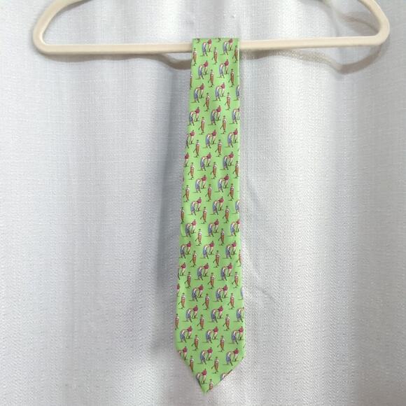 Polo Ralph Lauren NeckTie Mens Silk Green Golf Print - Picture 6 of 6